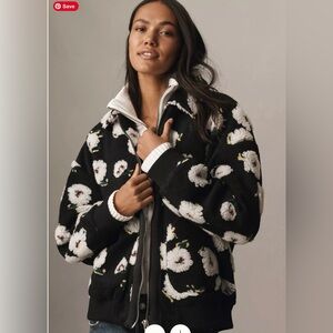 Anthropologie Floral Sherpa Jacket